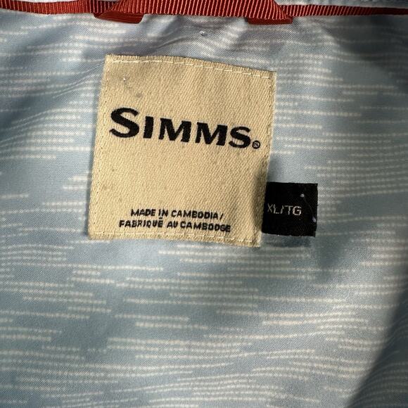 Simms Double Haul Button Up Short Shirt Fishing Pockets UPF 30+ Blue Men's XL - Picture 2 of 8